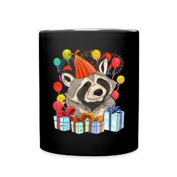 Geburtstagsgeschenk Wald Tier Trash Panda Waschbär - Tasse einfarbig - Schwarz - Vorne