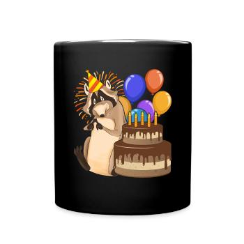 Trash Panda Birthday Party Gift Raccoon - Full Colour Mug - black - Front