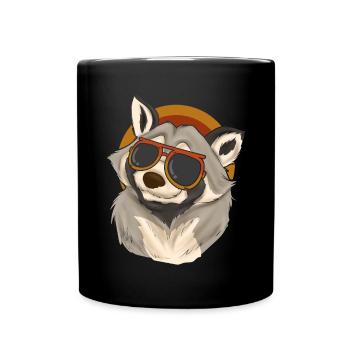 Animal Sunglasses Trash Panda Gift Raccoon - Full Colour Mug - black - Front