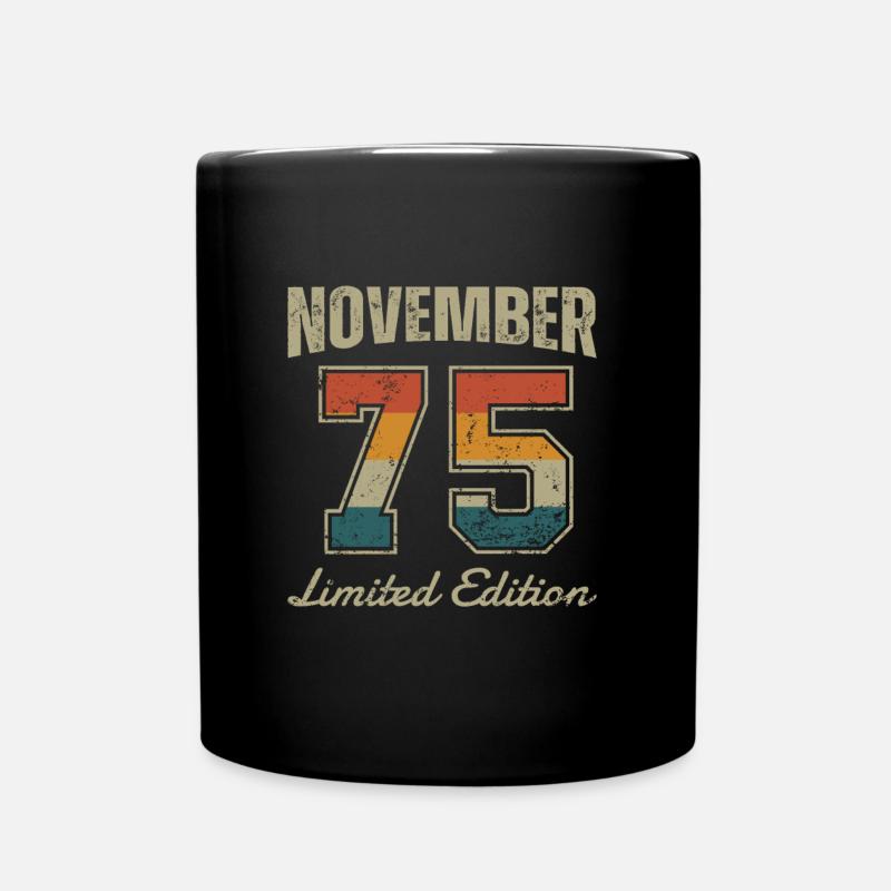 Geburtstag: November 1975 - Limited Edition Retro - Tasse einfarbig - Schwarz