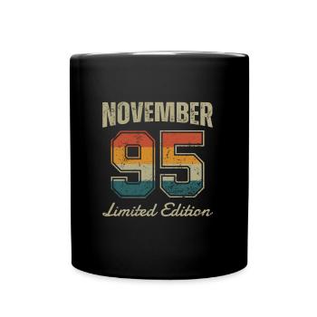 Geburtstag: November 1995 - Limited Edition Retro - Tasse einfarbig - Schwarz - Vorne