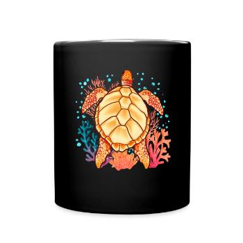 Sea Creatures Ocean Animal Gift Turtle - Full Colour Mug - black - Front