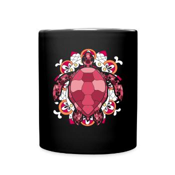 Polynesien Mandala Meerestier Geschenk Schildkröte - Tasse einfarbig - Schwarz - Vorne
