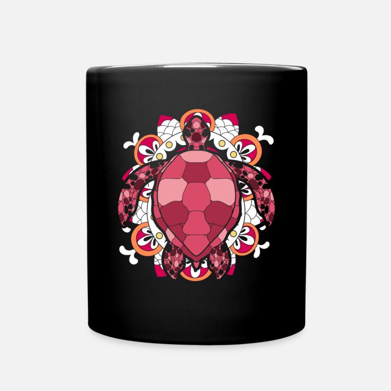 Polynesien Mandala Meerestier Geschenk Schildkröte - Tasse einfarbig - Schwarz