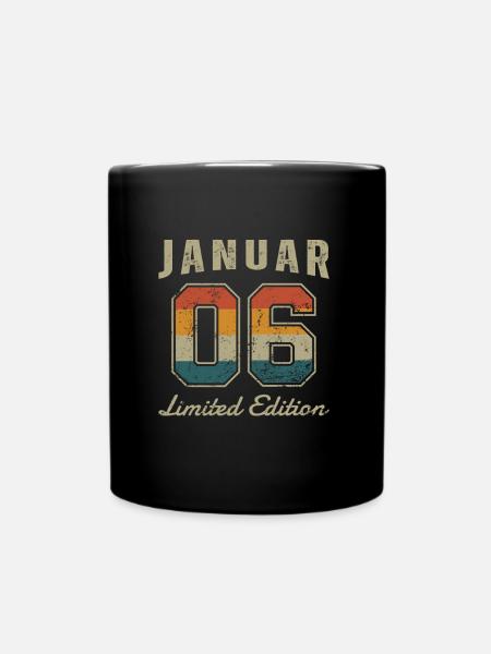 Geburtstag: Januar 2006 - Limited Edition Retro - Tasse einfarbig - Schwarz