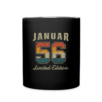 Geburtstag: Januar 1956 - Limited Edition Retro - Tasse einfarbig - Schwarz - Vorne