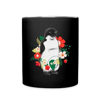Zoo Animal Fleurs Fleurs Cadeau Pingouin mignon - Mug uni - noir - Devant
