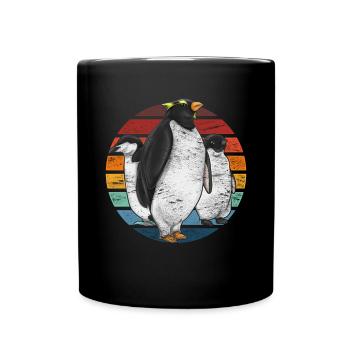 Retro Pinguin - Tasse einfarbig - Schwarz - Vorne