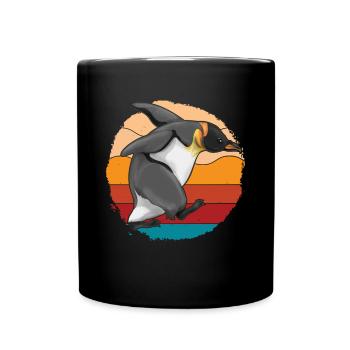 Animal Lover Zoo Animal Gift Retro Penguin - Full Colour Mug - black - Front
