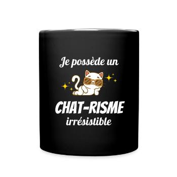 Chat-risme irrésistible - phrase drôle chat - Mug uni - noir - Devant