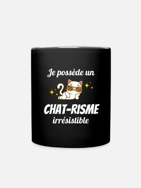 Chat-risme irrésistible - phrase drôle chat - Mug uni - noir