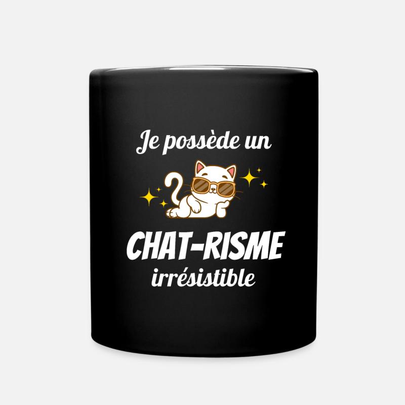 Chat-risme irrésistible - phrase drôle chat - Mug uni - noir