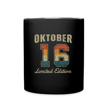 Geburtstag: Oktober 2016 - Limited Edition Retro - Tasse einfarbig - Schwarz - Vorne