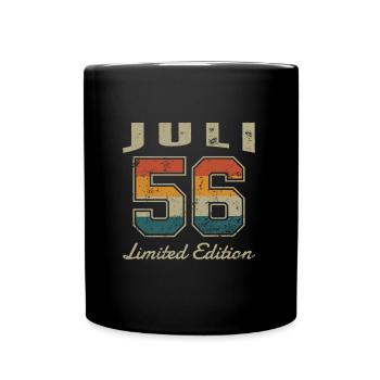 Geburtstag: Juli 1956 - Limited Edition Retro - Tasse einfarbig - Schwarz - Vorne