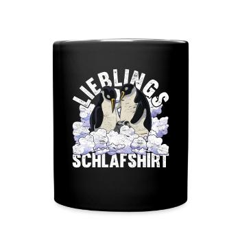 Nachteule Pinguin Geschenk Lieblings Schlafshirt - Tasse einfarbig - Schwarz - Vorne