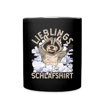 Nachteule Waschbär Geschenk Lieblings Schlafshirt - Tasse einfarbig - Schwarz - Vorne