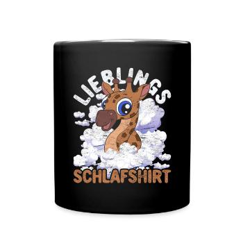 Nachteule Giraffe Geschenk Lieblings Schlafshirt - Tasse einfarbig - Schwarz - Vorne