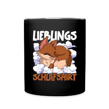 Lieblings Schlafshirt Tier Pyjama Geschenk Fuchs - Tasse einfarbig - Schwarz - Vorne