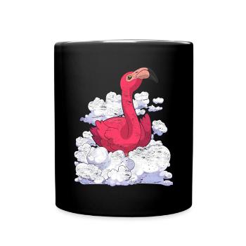 Tropical Bird Gift Clouds Pink Flamingo - Full Colour Mug - black - Front