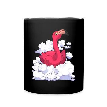 Exotisches Tier Geschenk Wolken Rosa Flamingo - Tasse einfarbig - Schwarz - Vorne