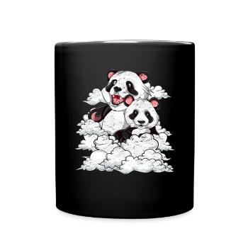 Cute Panda Bear Zoo Animal Gift Clouds Panda - Full Colour Mug - black - Front