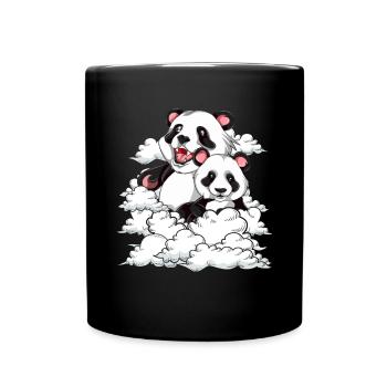 Cute Panda Bear Animal Gift Clouds Panda - Full Colour Mug - black - Front