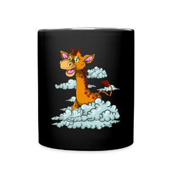 Africa Safari Zoo Animal Gift Clouds Giraffe - Full Colour Mug - black - Front