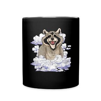 Trash Panda Forest Animal Gift Clouds Raccoon - Full Colour Mug - black - Front