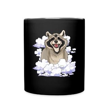 Nature Animal Trash Panda Gift Clouds Raccoon - Full Colour Mug - black - Front