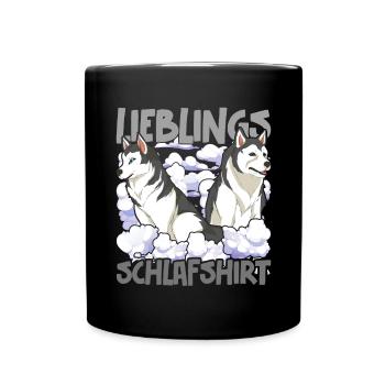Hundefreund Husky Geschenk Lieblings Schlafshirt - Tasse einfarbig - Schwarz - Vorne
