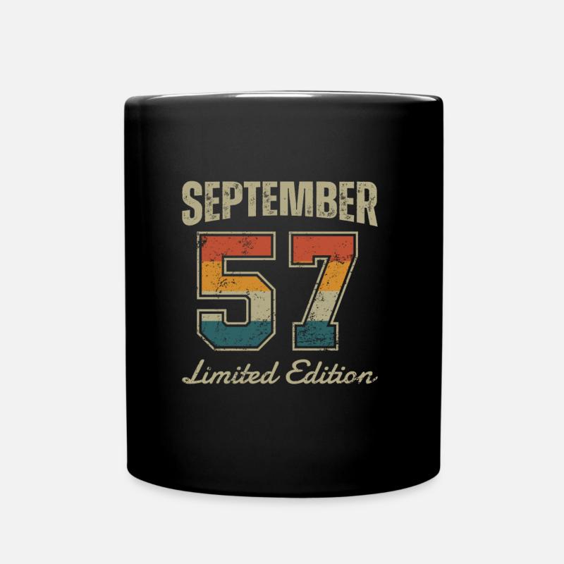 Geburtstag: September 1957 - Limited Edition Retro - Tasse einfarbig - Schwarz