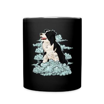 Dog Lover Dogs Gift Clouds Border Collie - Full Colour Mug - black - Front