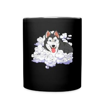 Pet Siberian Dog Gift Clouds Husky - Full Colour Mug - black - Front