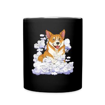 Dog Lover Dog Pet Gift Cloud Corgi - Full Colour Mug - black - Front