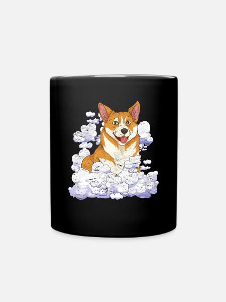 Hundeliebhaber Hund Haustier Geschenk Wolken Corgi - Tasse einfarbig - Schwarz