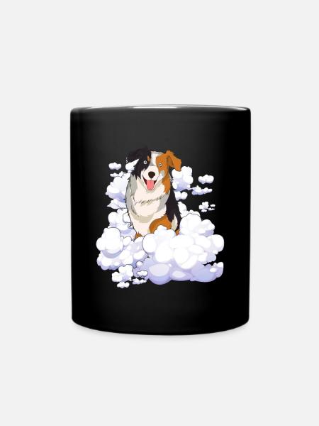 Wolken Hunde Geschenk Haustier Australian Shepherd - Tasse einfarbig - Schwarz