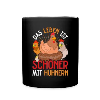 Bauernhof Tier Bauern Lustiges Geschenk Huhn - Tasse einfarbig - Schwarz - Vorne
