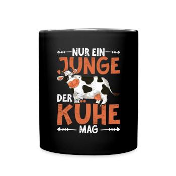 Nur ein Junge der Kühe mag Bauernhof Tier Kuh - Tasse einfarbig - Schwarz - Vorne