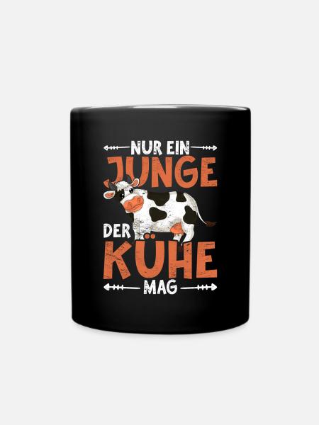 Nur ein Junge der Kühe mag Bauernhof Tier Kuh - Tasse einfarbig - Schwarz