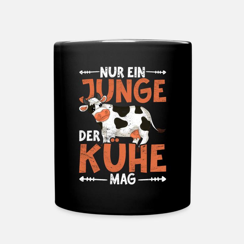 Nur ein Junge der Kühe mag Bauernhof Tier Kuh - Tasse einfarbig - Schwarz