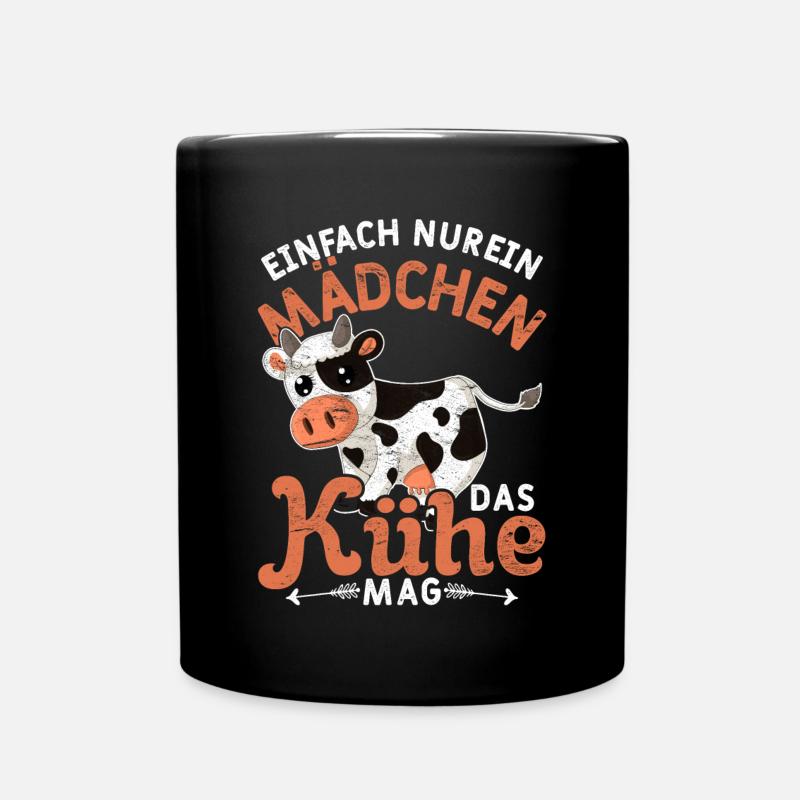 Einfach nur ein Mädchen das Kühe mag Bauer Kuh - Tasse einfarbig - Schwarz