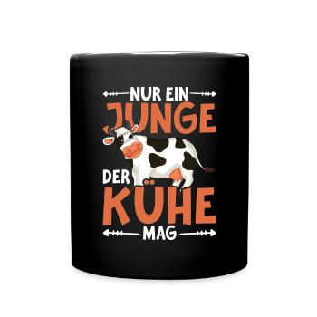 Bauernhof Tier Landwirt Bauer Jungen Geschenk Kuh - Tasse einfarbig - Schwarz - Vorne