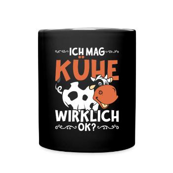 Bauernhof Tier Bauer Kühe Lustiges Geschenk Kuh - Tasse einfarbig - Schwarz - Vorne