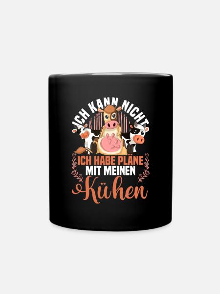 Landwirtschaft Bauer Tier Geschenk Lustiges Kuh - Tasse einfarbig - Schwarz