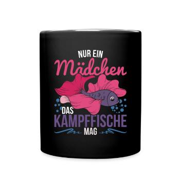 Tier Mädchen Geschenk Siamesischer Kampffisch - Tasse einfarbig - Schwarz - Vorne