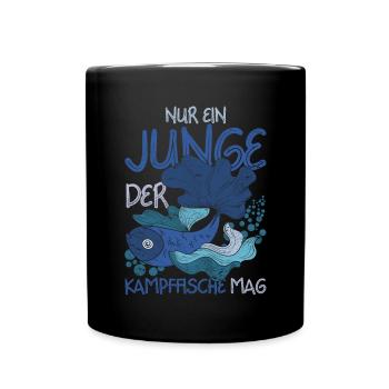 Nur ein Junge der Kampffische mag Ozean Kampffisch - Tasse einfarbig - Schwarz - Vorne