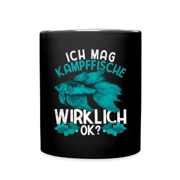 Ich mag Kampffische wirklich ok Ozean Kampffisch - Tasse einfarbig - Schwarz - Vorne