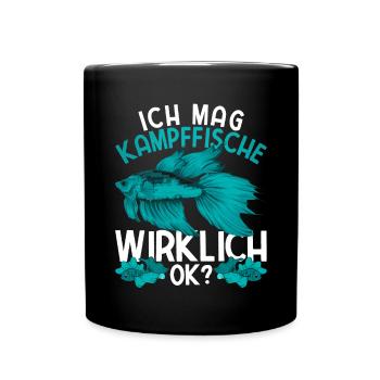 Tier Geschenk Lustiges Siamesischer Kampffisch - Tasse einfarbig - Schwarz - Vorne