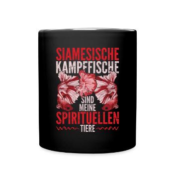 Lustiges Kampffische sind meine spirituellen Tiere - Tasse einfarbig - Schwarz - Vorne