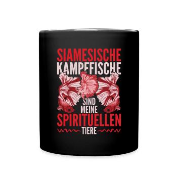 Tierliebhaber Lustiges Siamesischer Kampffisch - Tasse einfarbig - Schwarz - Vorne